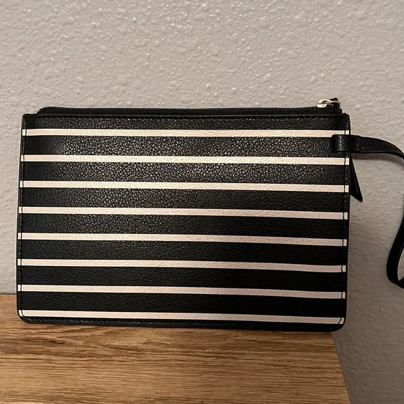 Kate Spade Black and White Striped Clutch - Picture 3 of 7